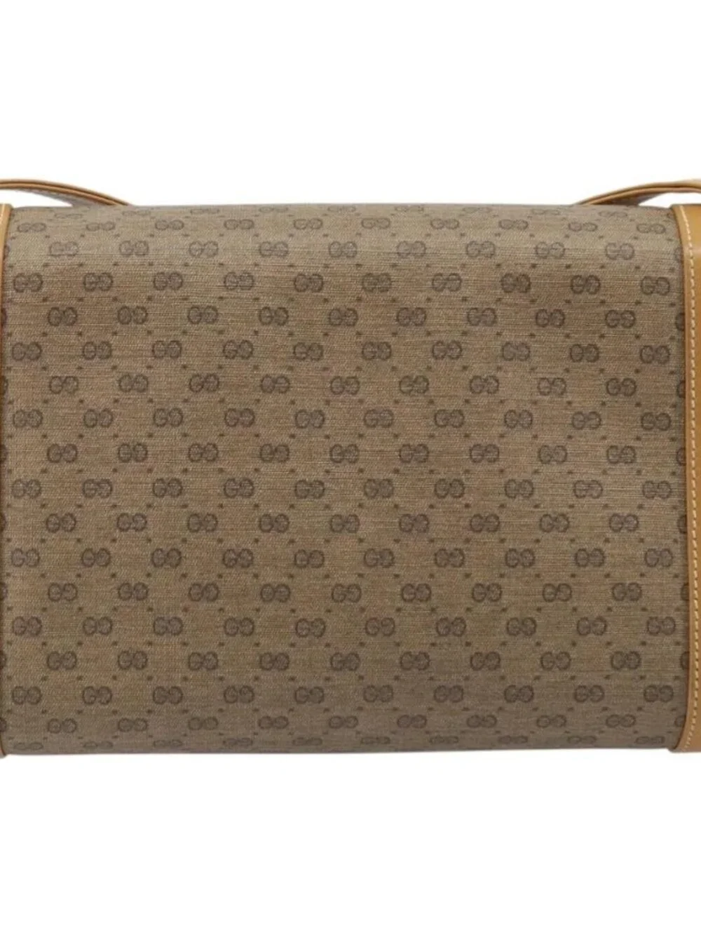 GUCCI Micro GG Supreme Shoulder Bag PVC Beige Gold Auth AMZ079